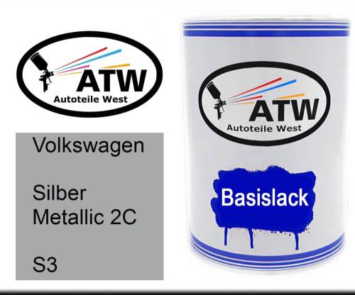 Volkswagen, Silber Metallic 2C, S3: 500ml Lackdose, von ATW Autoteile West.